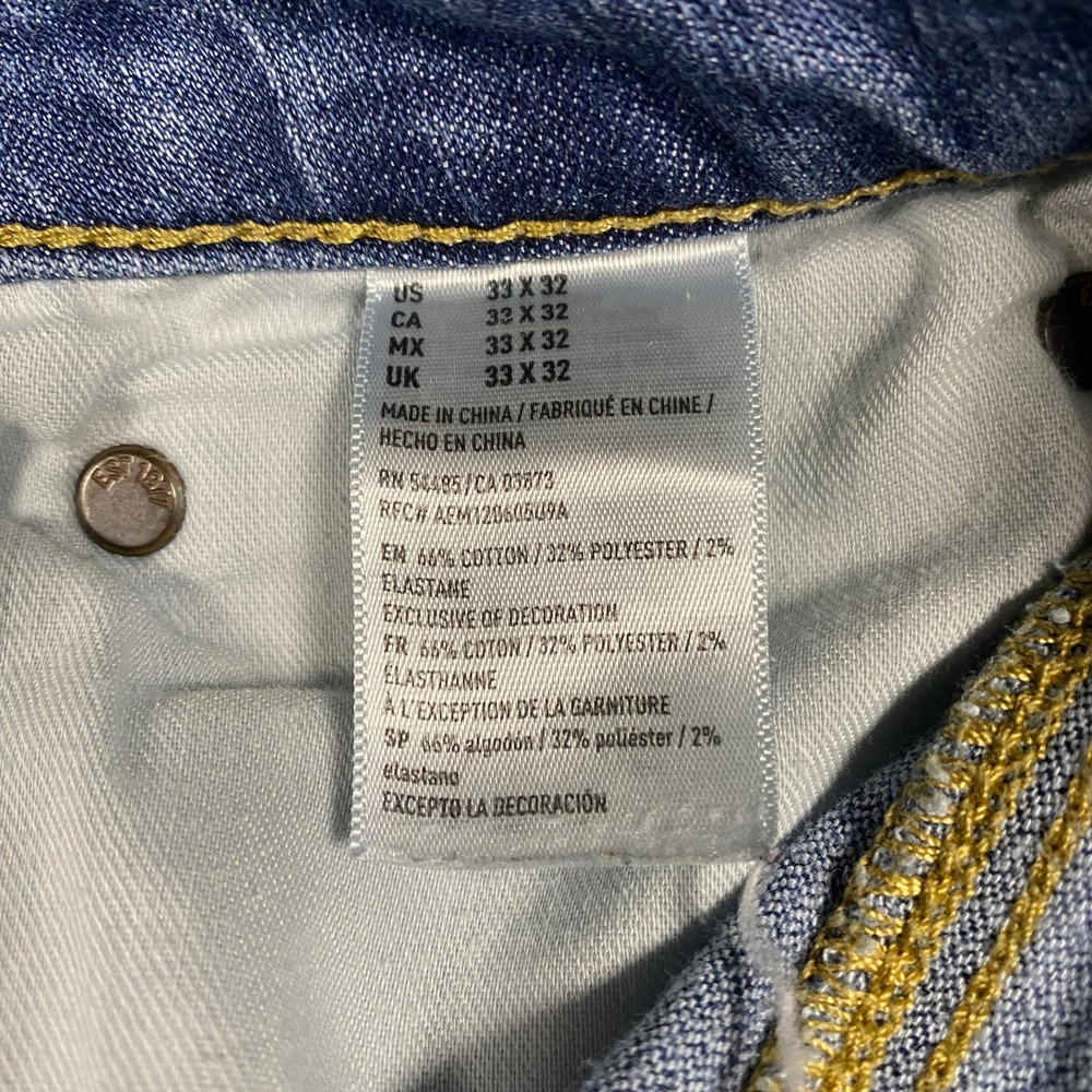 American Eagle Original Straight Jeans Mens 33x32 Blue Extreme Flex 4 Stretch - Picture 3 of 7